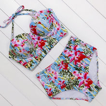 Load image into Gallery viewer, Floral Print High Waist Swimsuit