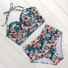 Load image into Gallery viewer, Floral Print High Waist Swimsuit
