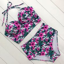 Load image into Gallery viewer, Floral Print High Waist Swimsuit