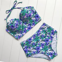 Load image into Gallery viewer, Floral Print High Waist Swimsuit