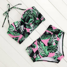 Load image into Gallery viewer, Floral Print High Waist Swimsuit