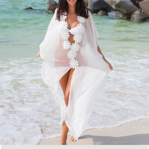 Hot Flower Neck Women Beach Bikini Cover up Dress